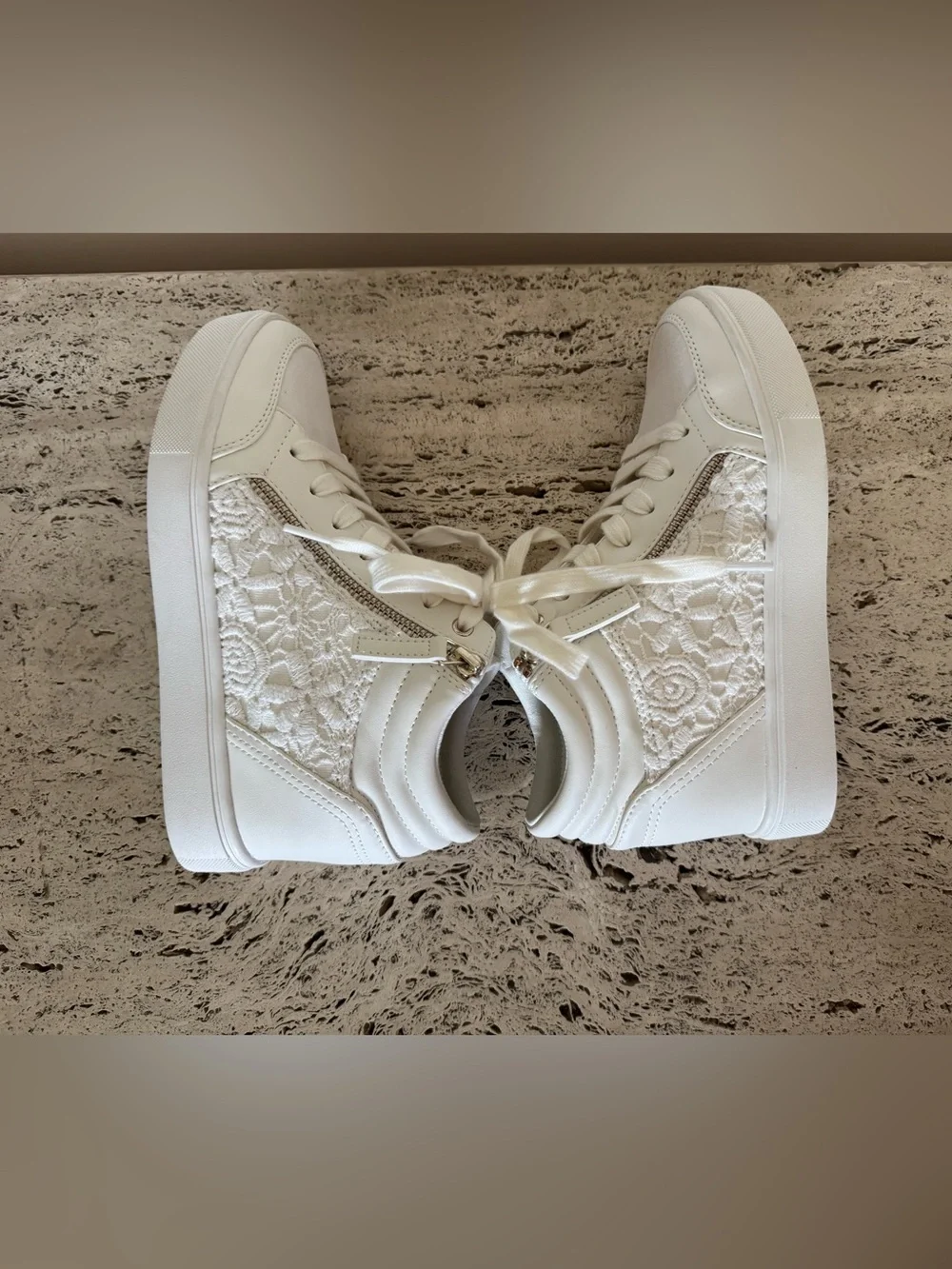 NWOB Nine West Tons Women's High Top Wedge Sneakers. Size 6.5M. MSRP $89.99